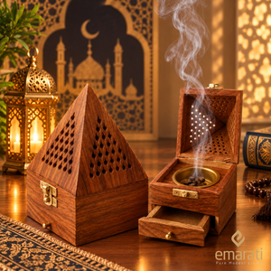 Pyramid Wooden Bakhoor Burner Handcrafted Incense Burner-Large  Emarati