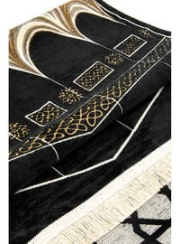 Kaaba Design Chenille Prayer Mat Gold  Emarati